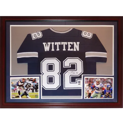 Jason Witten Autographed Dallas Cowboys (Blue #82) Deluxe Framed Jersey - Witten Holo