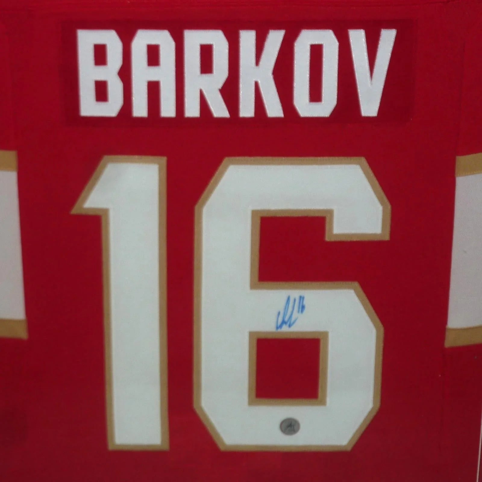 Aleksander Barkov Autographed Florida Panthers (Adidas Red #16) Deluxe Framed Jersey - JSA