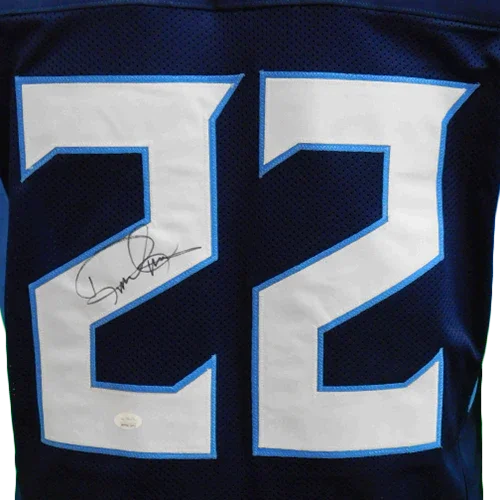 Derrick Henry Autographed Tennessee (Navy Blue #22) Custom Jersey - JSA
