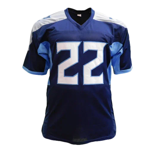 Derrick Henry Autographed Tennessee (Navy Blue #22) Custom Jersey - JSA
