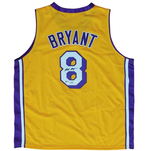 Kobe Bryant Autographed Los Angeles (Yellow #8) Custom Jersey - PSADNA, Beckett Letter