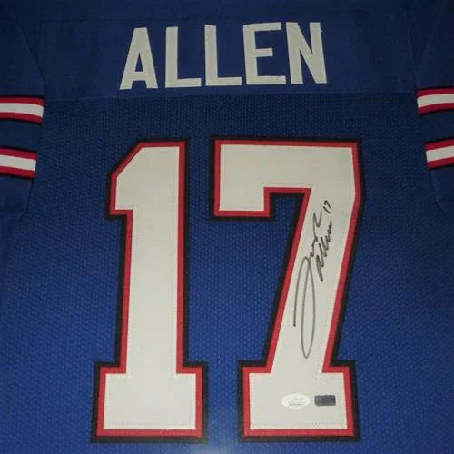 Josh Allen Autographed Buffalo Bills (Blue #17) Deluxe Framed Jersey - JSA