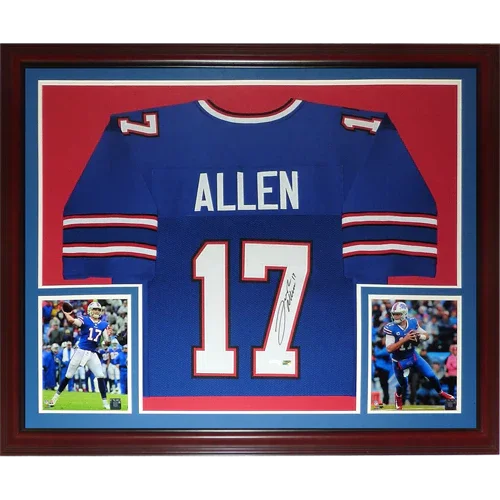 Josh Allen Autographed Buffalo Bills (Blue #17) Deluxe Framed Jersey - JSA