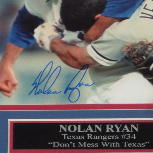 Nolan Ryan Autographed Texas Rangers (Punching Ventura) Deluxe Framed 8x10 Photo - Beckett