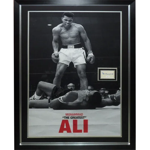 Muhammad Ali Full-Size Boxing Poster (over Liston) Deluxe Framed with Autograph - JSA