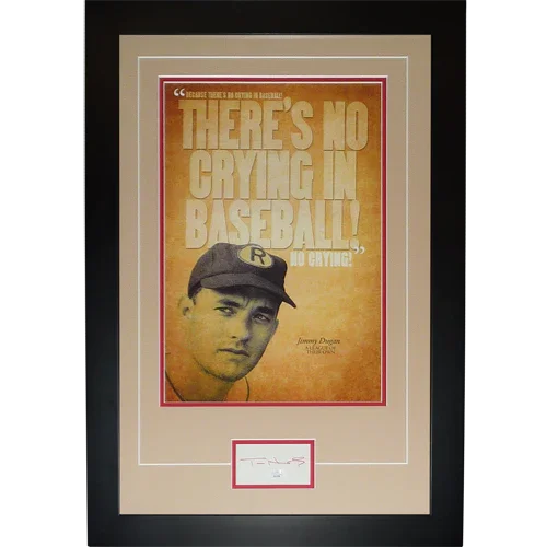 Tom Hanks Autographed A League of Their Own No Crying In Baseball Deluxe Framed 12x18 Poster Piece - JSA