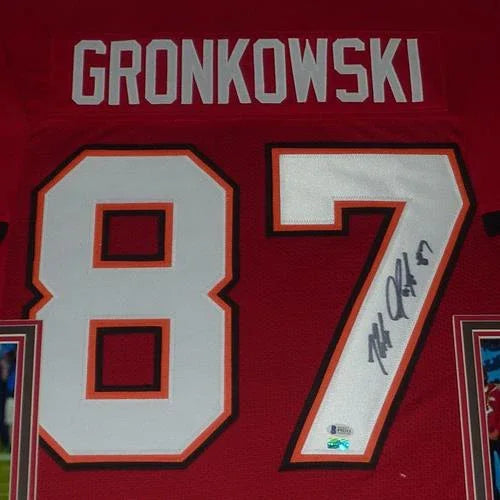 Rob Gronkowski Autographed Tampa Bay (Red #87) Deluxe Framed Jersey - Beckett