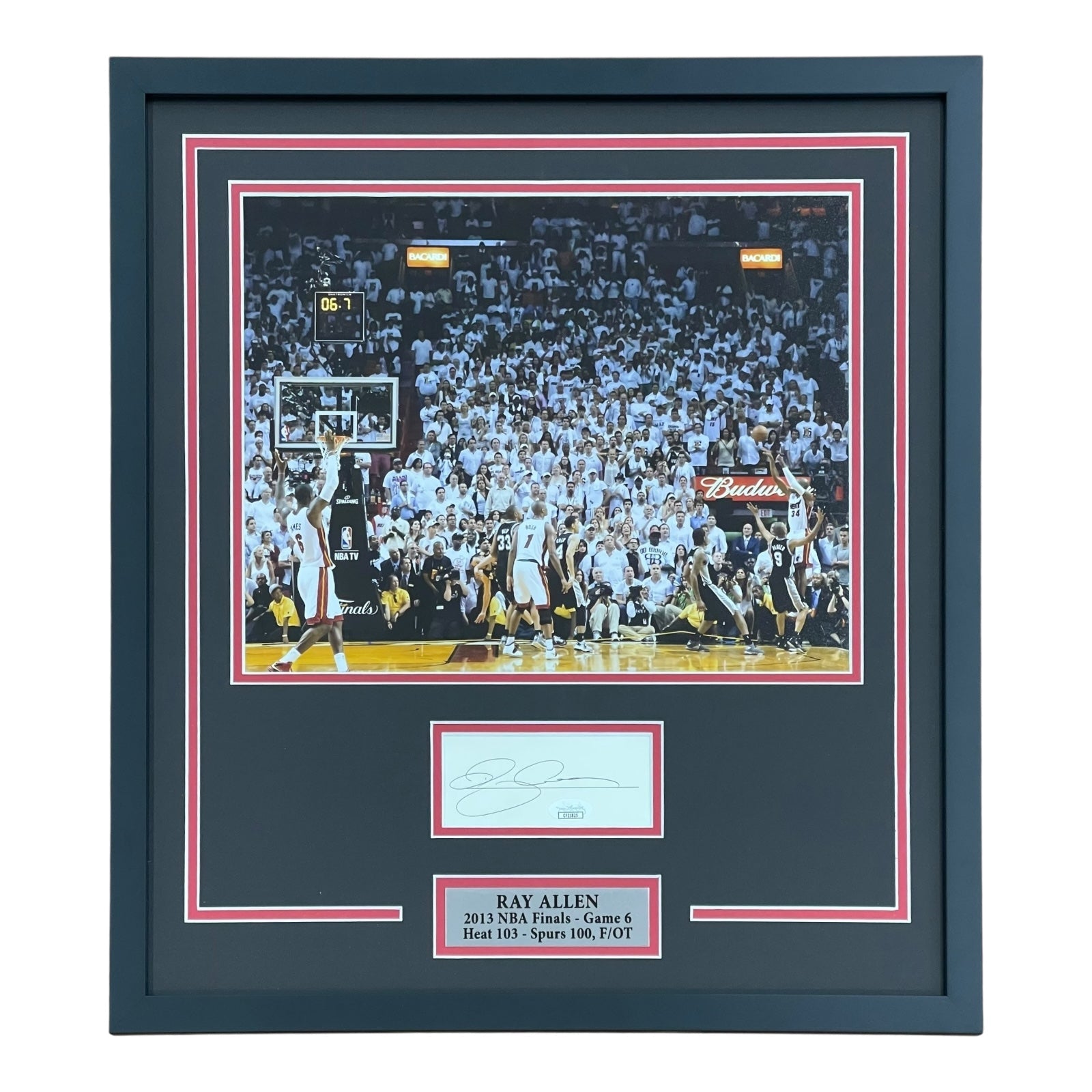 Ray Allen Autographed Miami Heat (Game-Tying Shot) Deluxe Framed 11x14 Piece - JSA