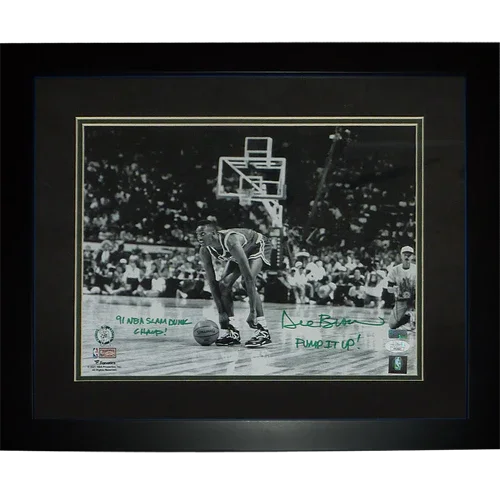 Dee Brown Autographed Boston Celtics (Pumping up Reebok Shoes) Deluxe Framed 11x14 Photo w/ Pump it up - JSA
