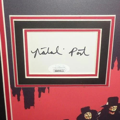 V for Vendetta Full-Size Movie Poster Deluxe Framed with Hugo Weaving and Natalie Portman Autographs - JSA