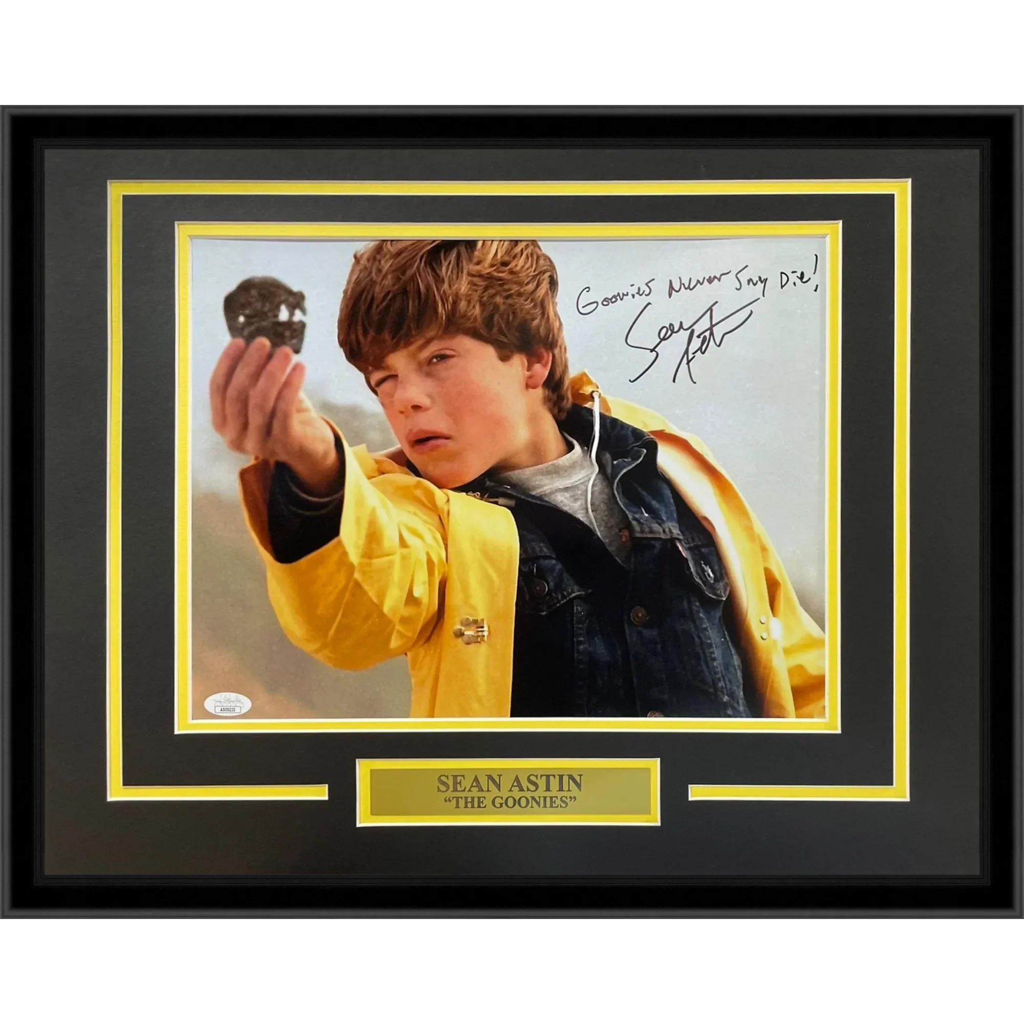 Sean Astin Autographed Goonies Movie Framed 11x14 Photo w/ Goonies Never Say Die - JSA