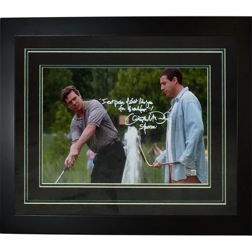 Christopher McDonald Shooter McGavin Autographed Happy Gilmore with Adam Sandler Deluxe Framed 11x17 Photo w/ Long Quote (Signed in White) - Beckett