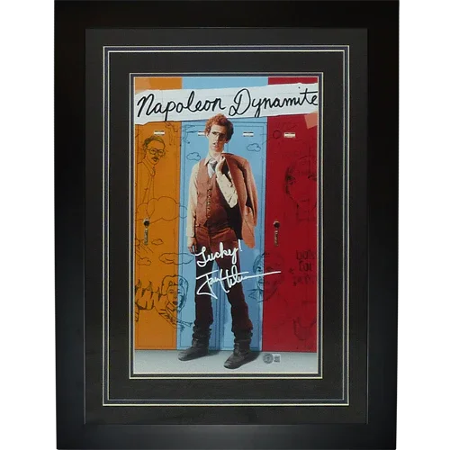 Jon Heder Autographed Napoleon Dynamite Deluxe Framed 11x17 Movie Poster w/ Inscription - Beckett