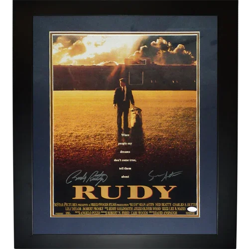 Sean Astin And Rudy Ruettiger Autographed Rudy Deluxe Framed 16x20 Movie Poster - JSA