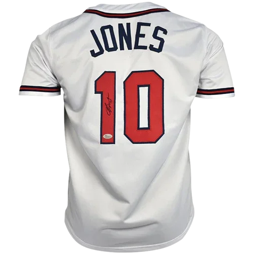 Chipper Jones Autographed Atlanta (White #10) Custom Jersey - JSA