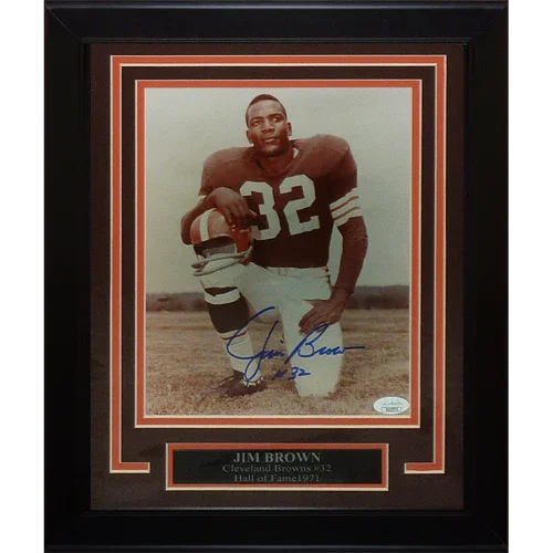 Jim Brown Autographed Cleveland Browns Deluxe Framed 8x10 Photo - JSA