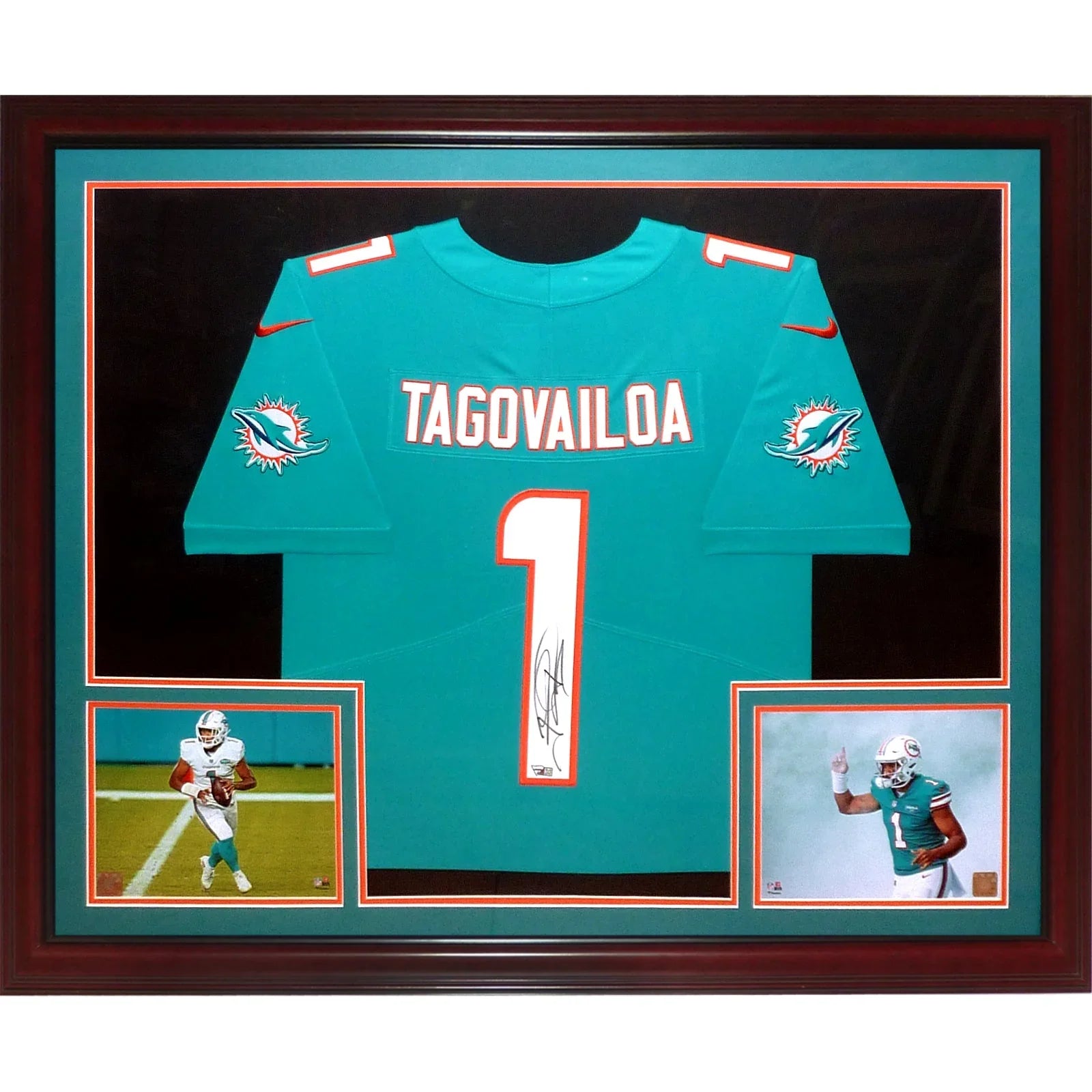 Tua Tagovailoa Autographed Miami Dolphins (Teal #1) Deluxe Framed Nike Jersey - Fanatics