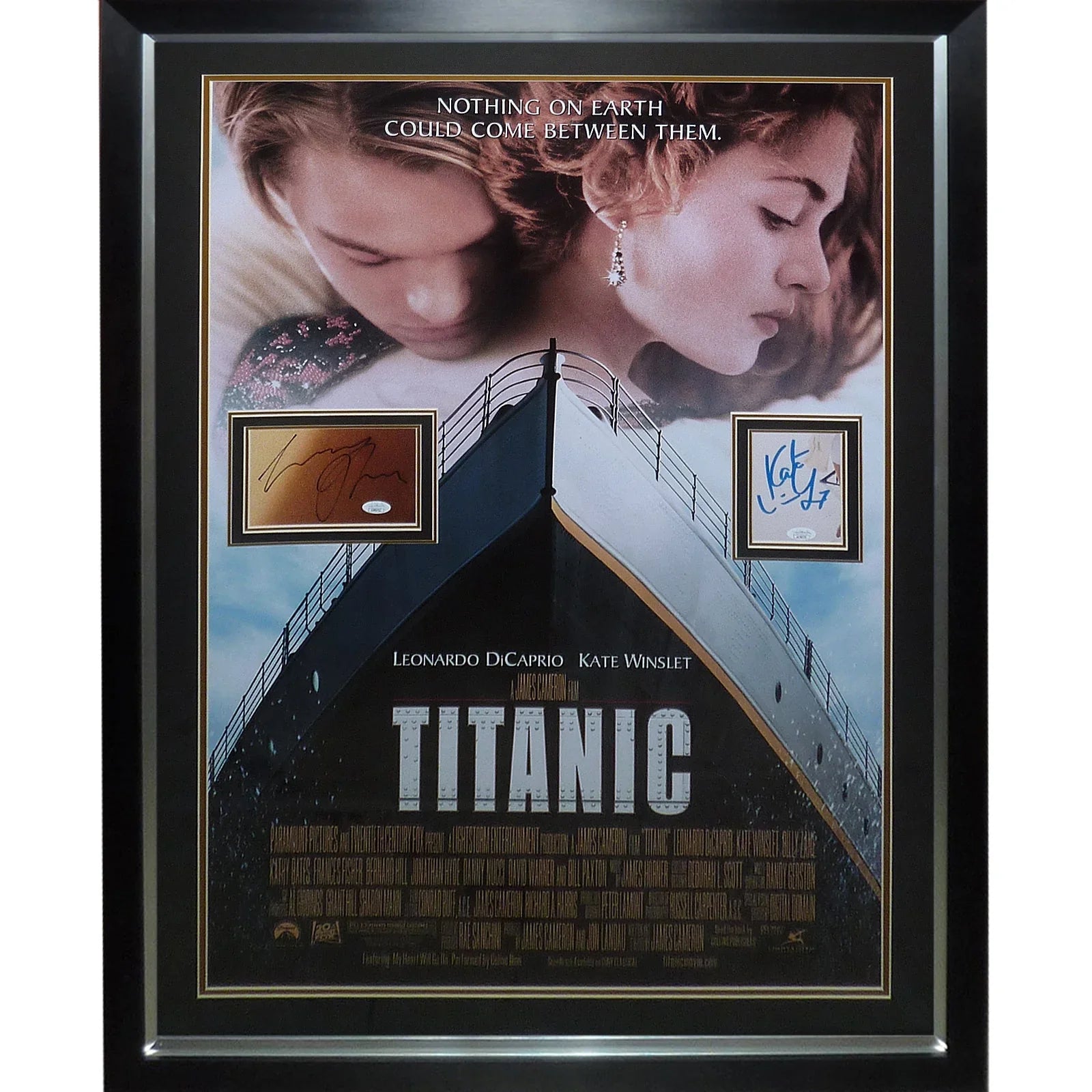 Titanic Full-Size Movie Poster Deluxe Framed with Leonardo DiCaprio And Kate Winslett Autograph - JSA
