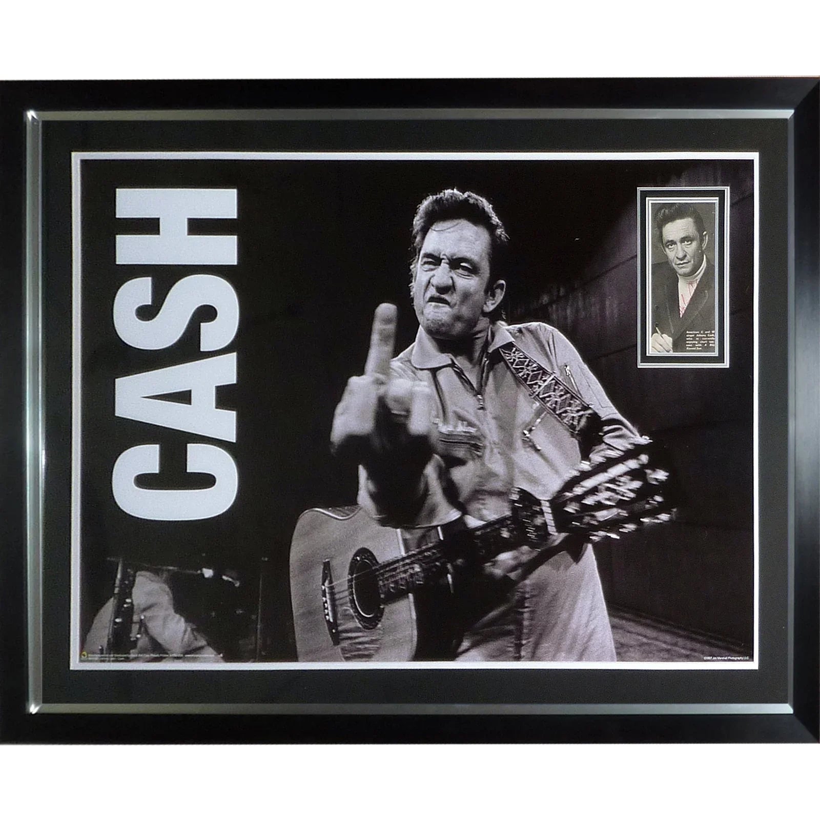 Johnny Cash Full-Size Music Poster Deluxe Framed with Autograph - JSA
