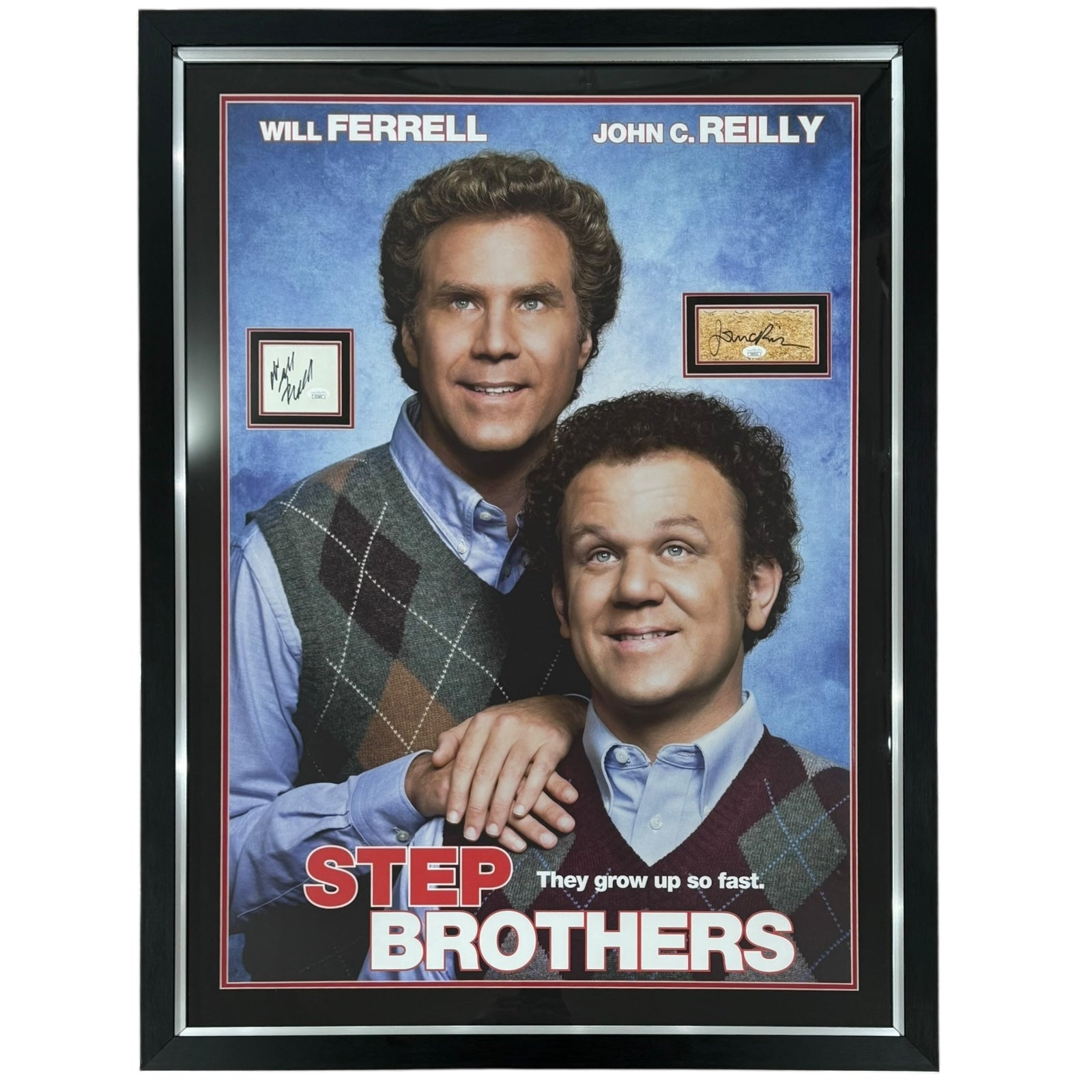 Step Brothers Full-Size Movie Poster Deluxe Framed with Will Ferrell And John C. Reilly Autographs - JSA