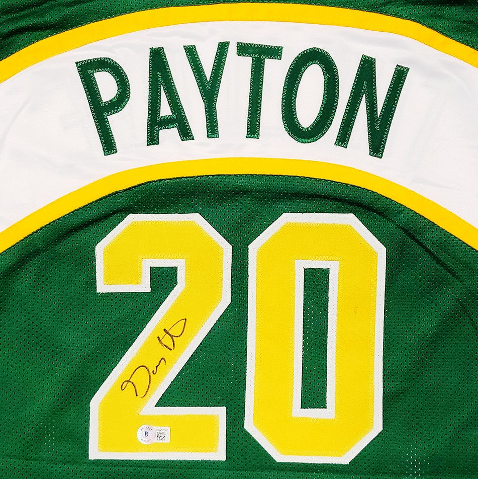 Gary Payton Autographed Seattle (Green #20) Custom Jersey - Beckett