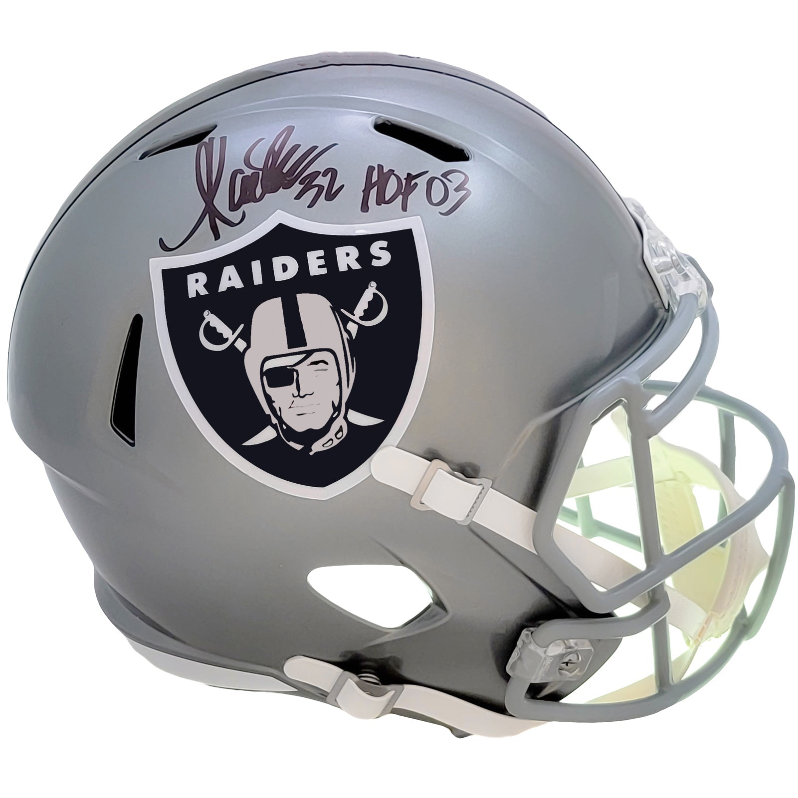 Marcus Allen Autographed Los Angeles Raiders (FLASH Alternate) Deluxe Full-Size Replica Helmet w/ HOF 03 - Beckett