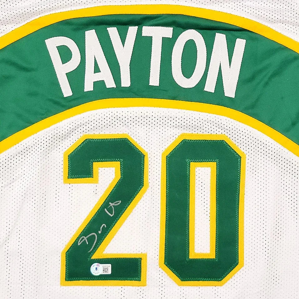 Gary Payton Autographed Seattle (White #20) Custom Jersey - Beckett