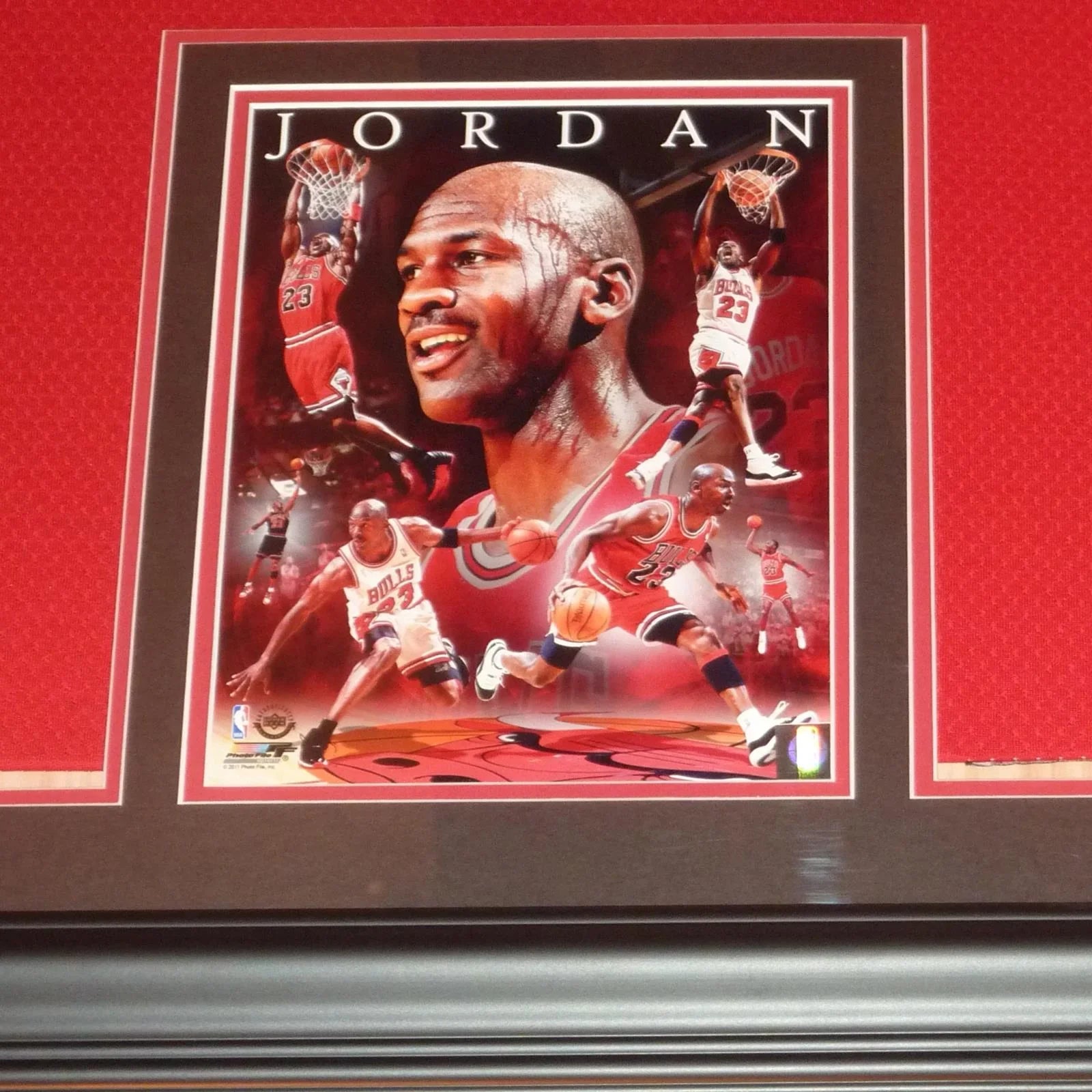 Michael Jordan Autographed Chicago Bulls (Red #23) Mitchell & Ness Retirement Patch Deluxe Framed Jersey Limited Edition #207 of 230 UDA Upper Deck