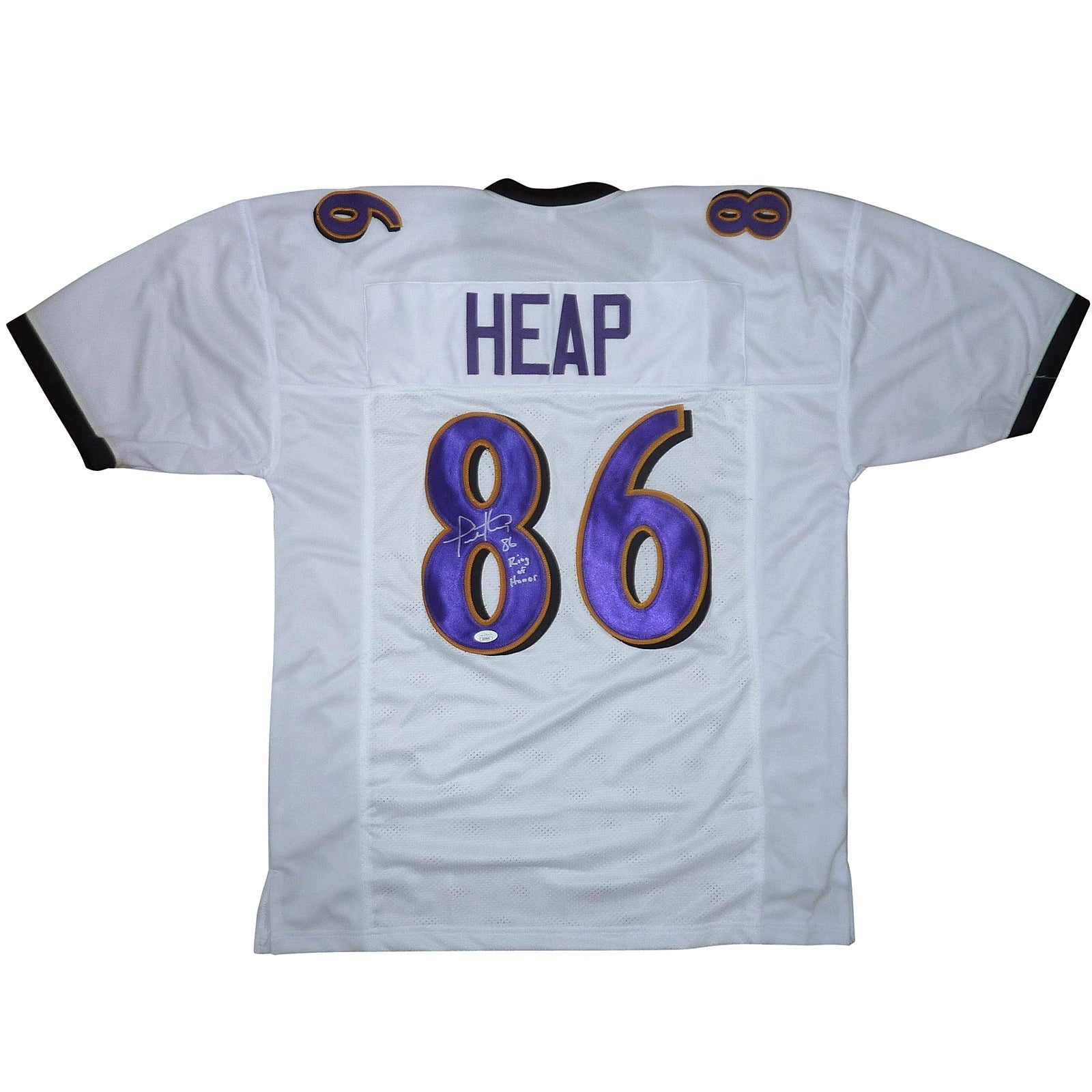 Todd Heap Autographed Baltimore (White #86) Custom Jersey w/ Ring of Honor - JSA
