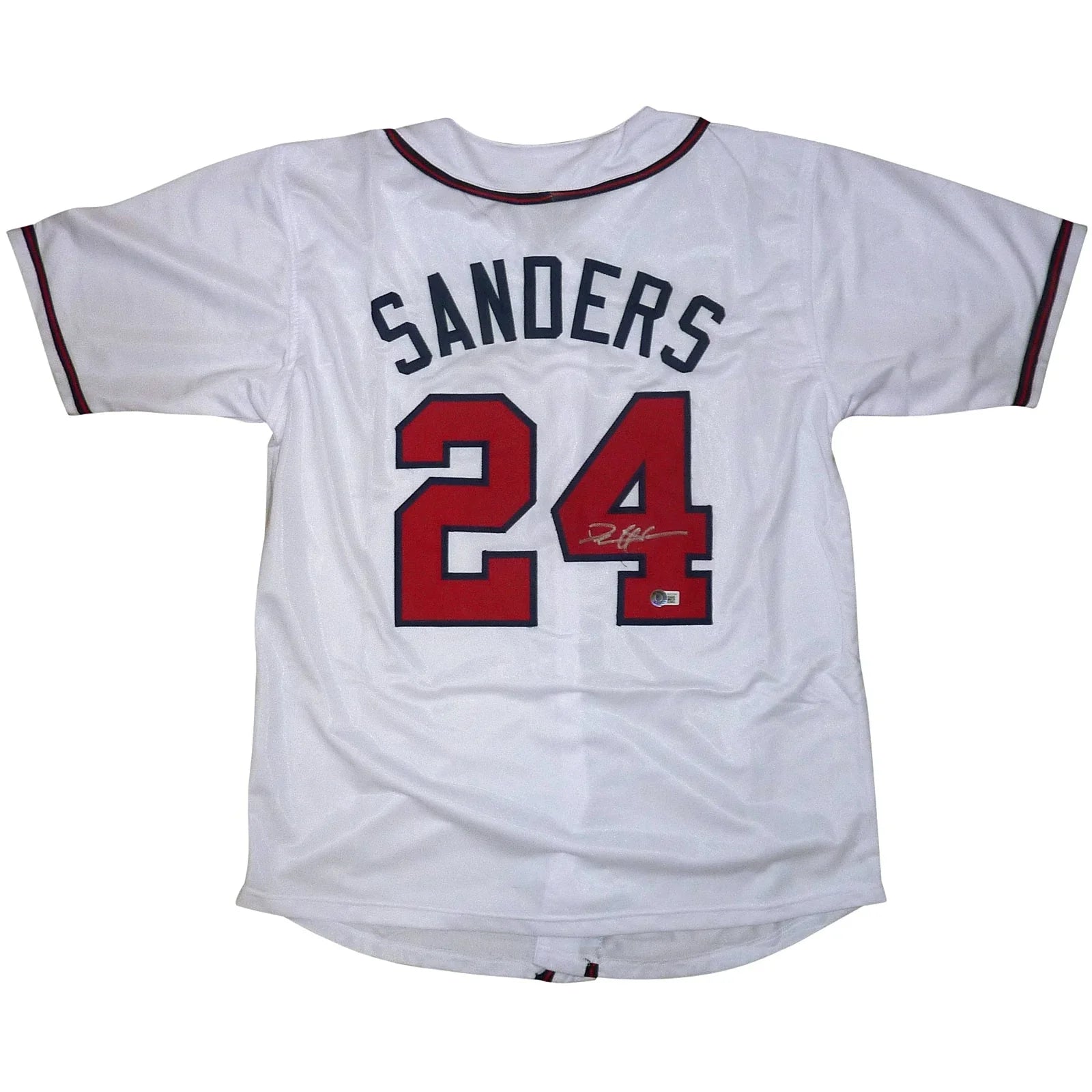 Deion Sanders Autographed Atlanta Braves (White #24) Custom Jersey - Beckett