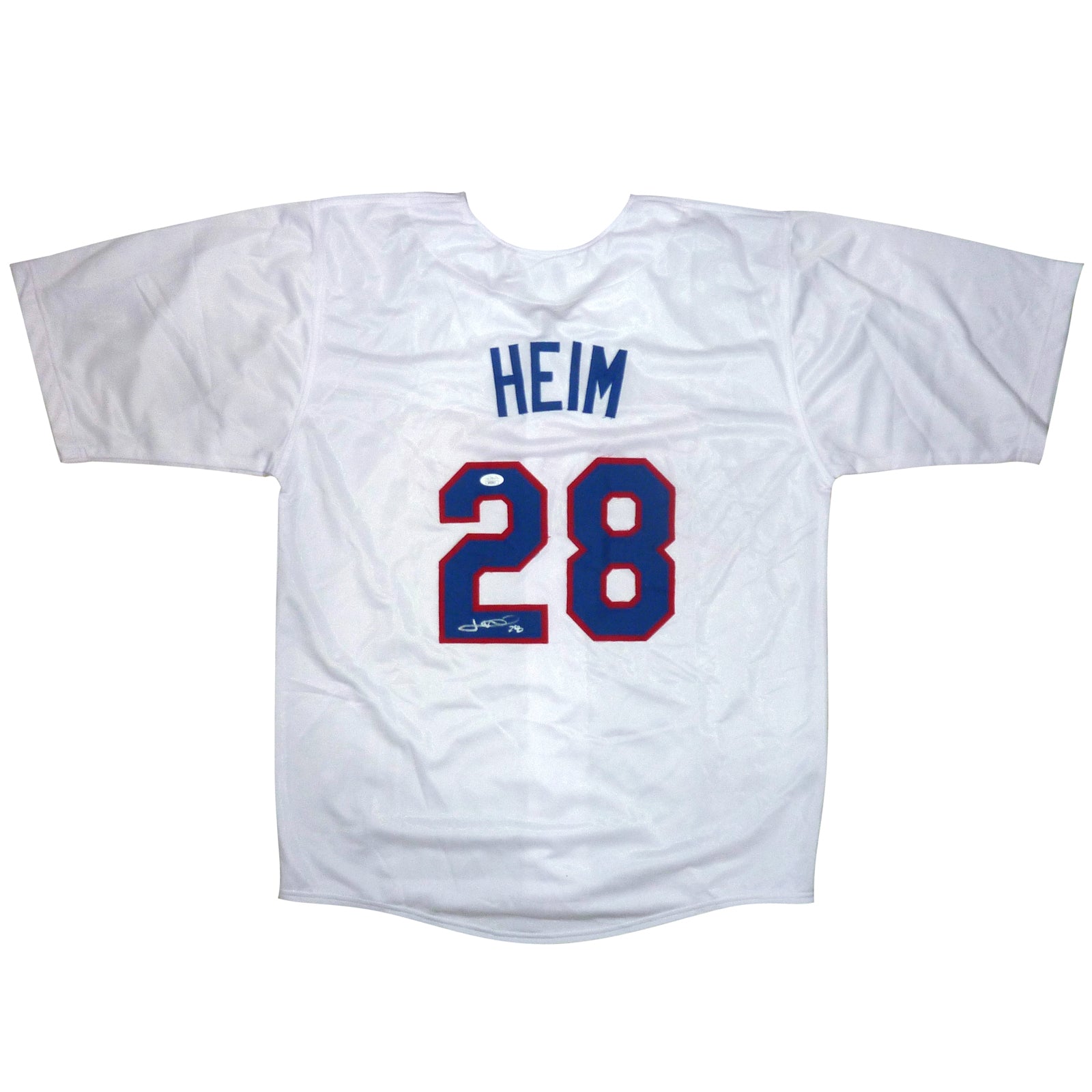 Jonah Heim Autographed Texas (White #28) Custom Jersey - JSA