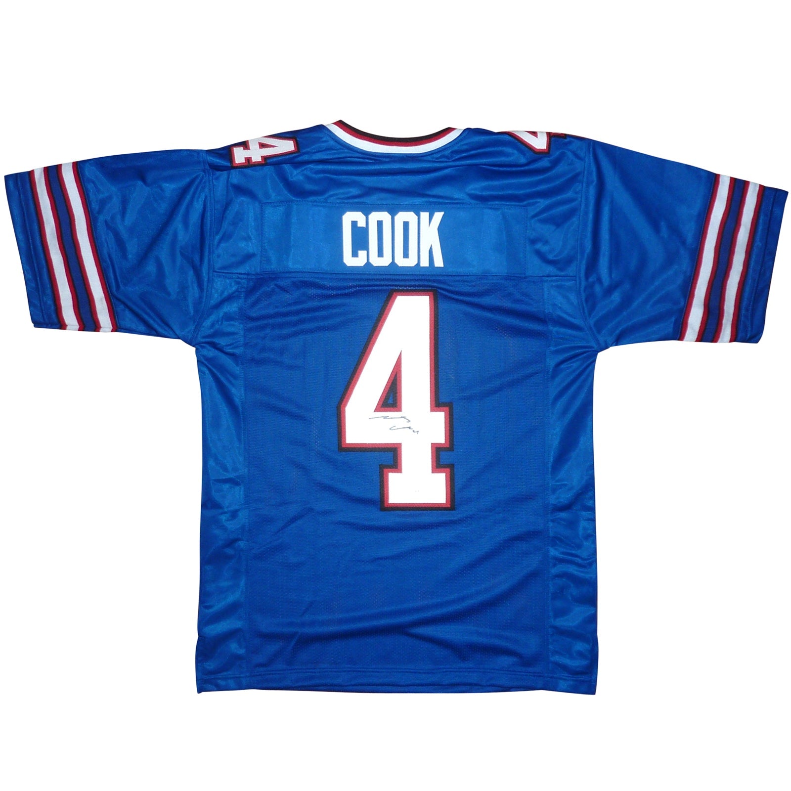 James Cook Autographed Buffalo (Blue #4) Custom Jersey - JSA