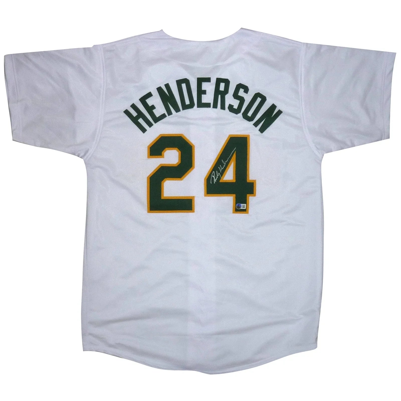 Rickey Henderson Autographed Oakland (White #24) Custom Jersey - Beckett