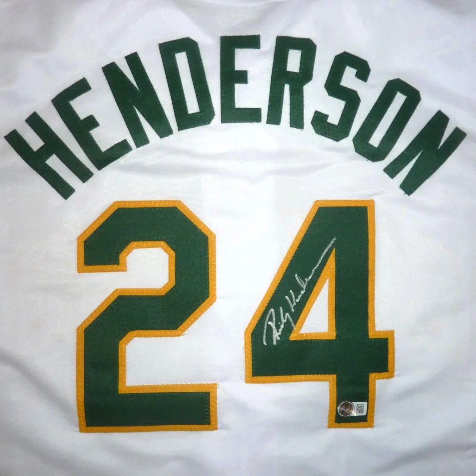 Rickey Henderson Autographed Oakland (White #24) Custom Jersey - Beckett