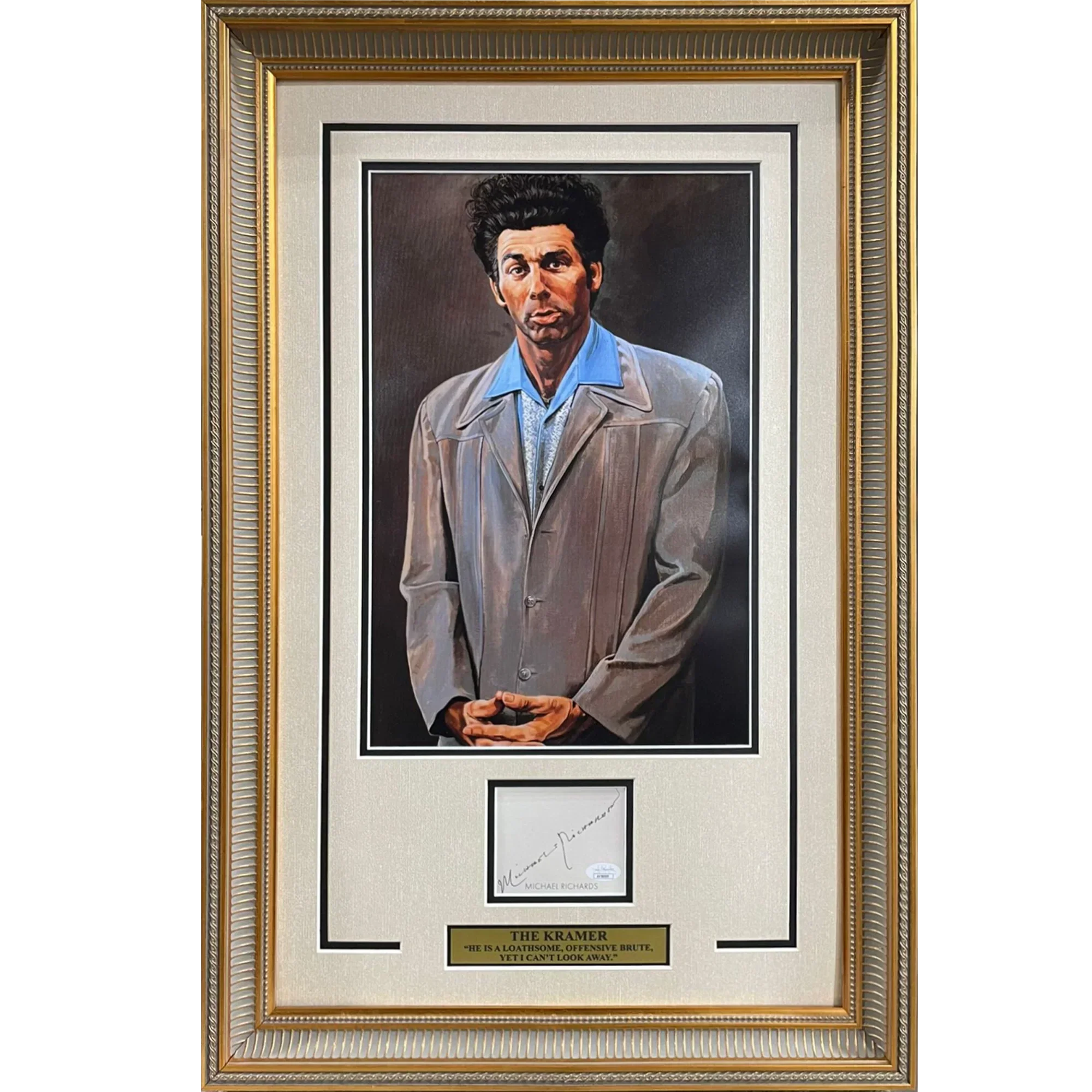 Michael Richards Autographed Seinfeld Deluxe Framed The Kramer 11x17 Artwork Poster Piece - JSA