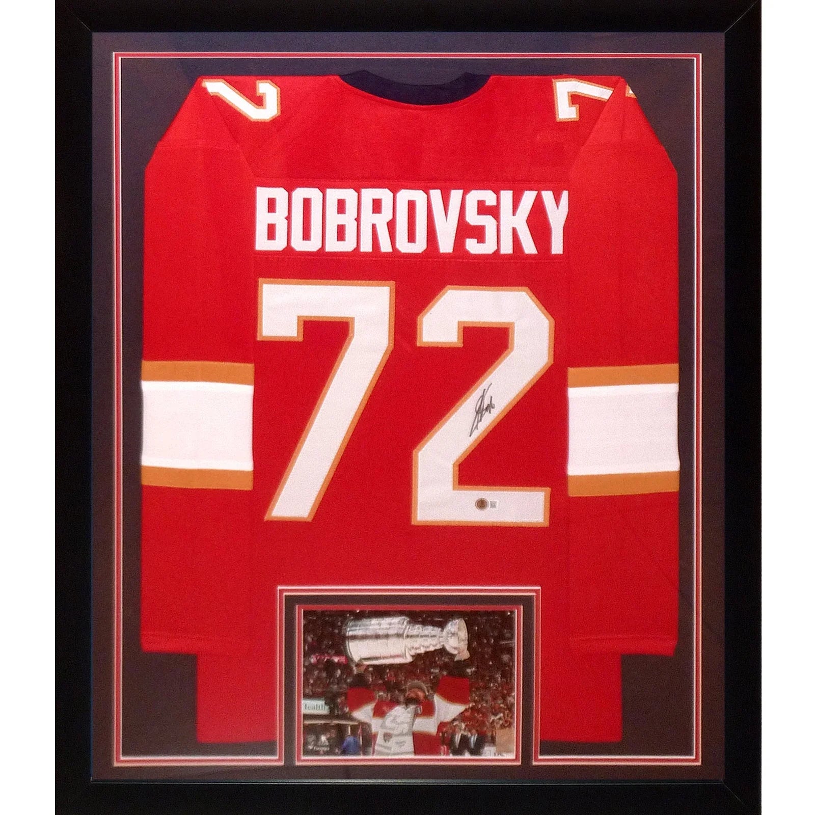 Sergei Bobrovsky Autographed Florida (Red #72) Vertical Framed Jersey - Beckett