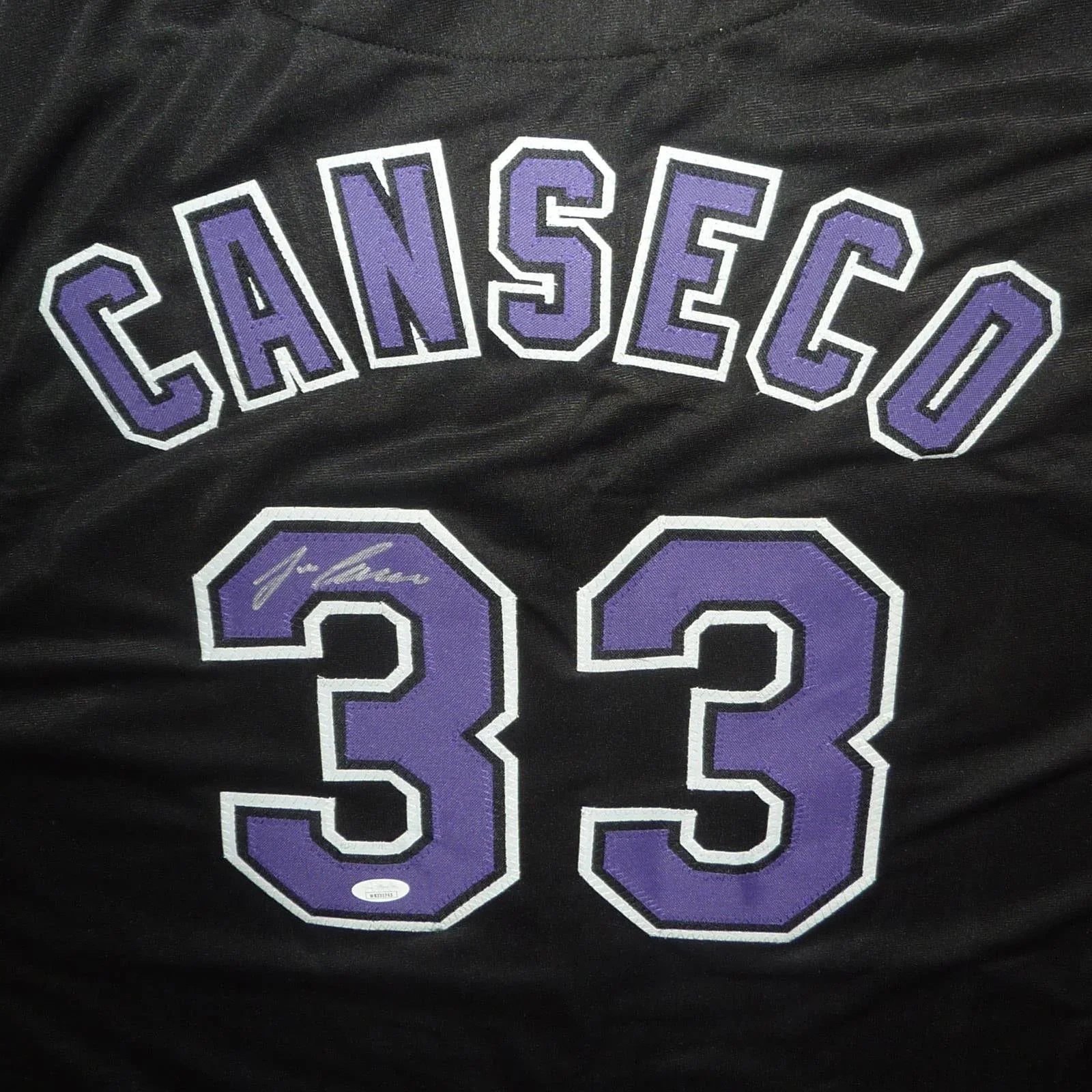 Jose Canseco Autographed Tampa Bay (Black #33) Custom Jersey - JSA