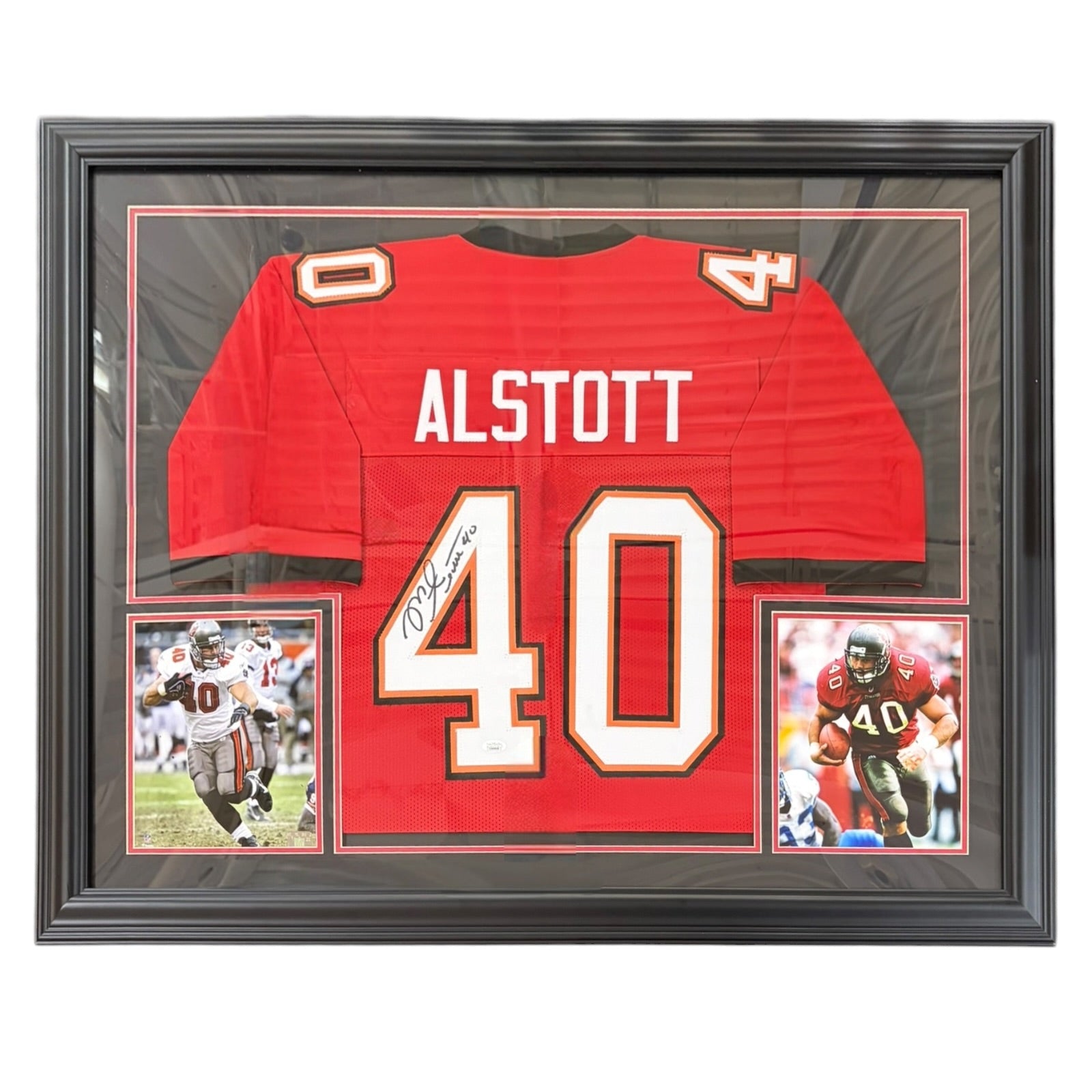 Mike Alstott Autographed Tampa Bay Buccaneers (Red #40) Deluxe Framed Jersey - JSA