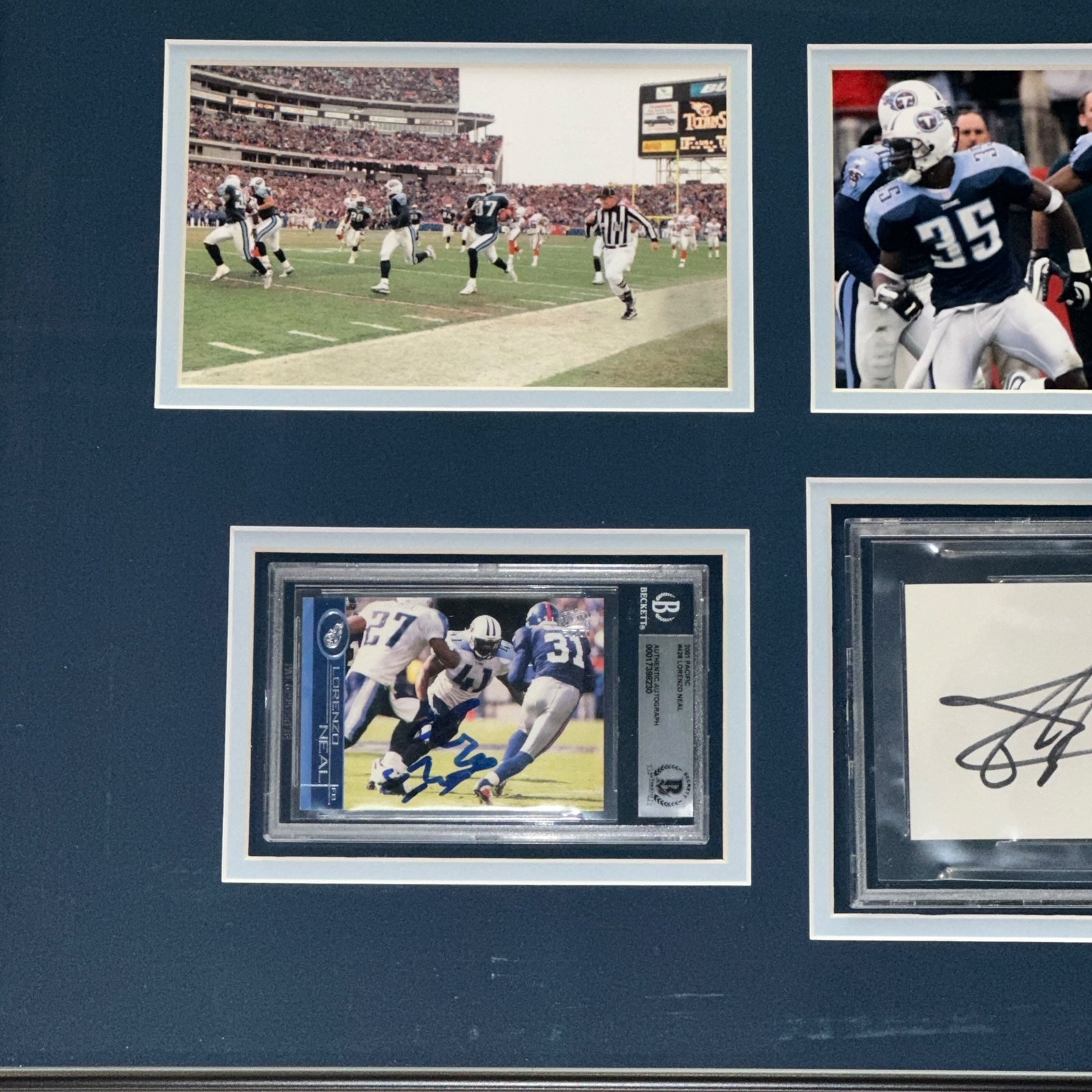Tennessee Titans Music City Miracle Collage Deluxe Framed Piece with Kevin Dyson, Lorenzo Neal, and Frank Wycheck Autographs - Beckett