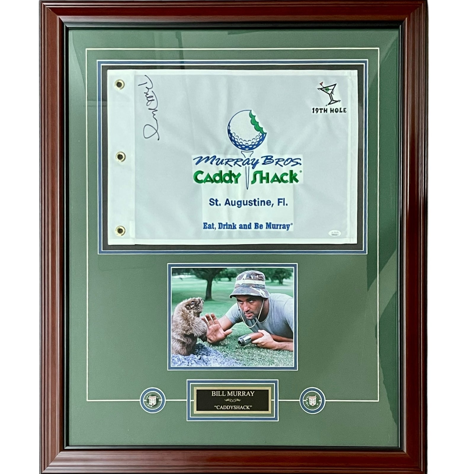 Bill Murray Autographed Murray Bros Caddyshack Deluxe Framed Golf Pin Flag - JSA LOA