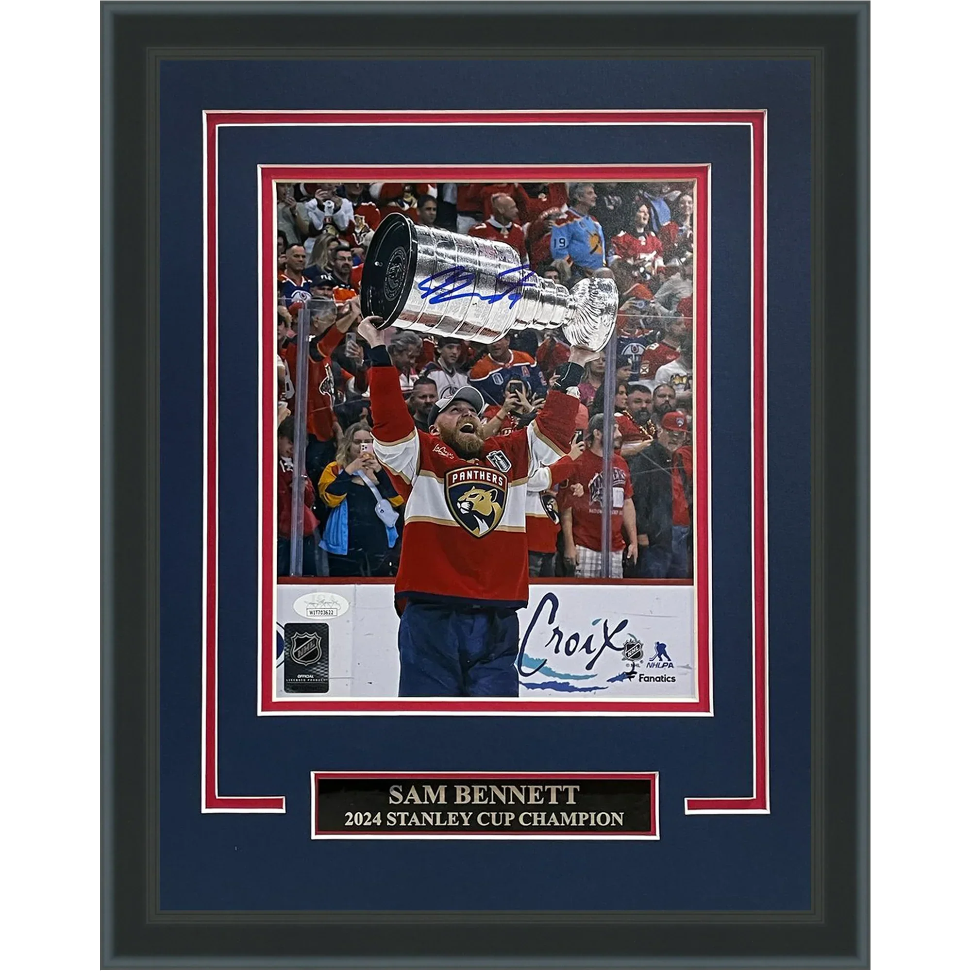 Sam Bennett Autographed Florida Panthers (Stanley Cup Trophy) Deluxe Framed 8x10 Photo - JSA