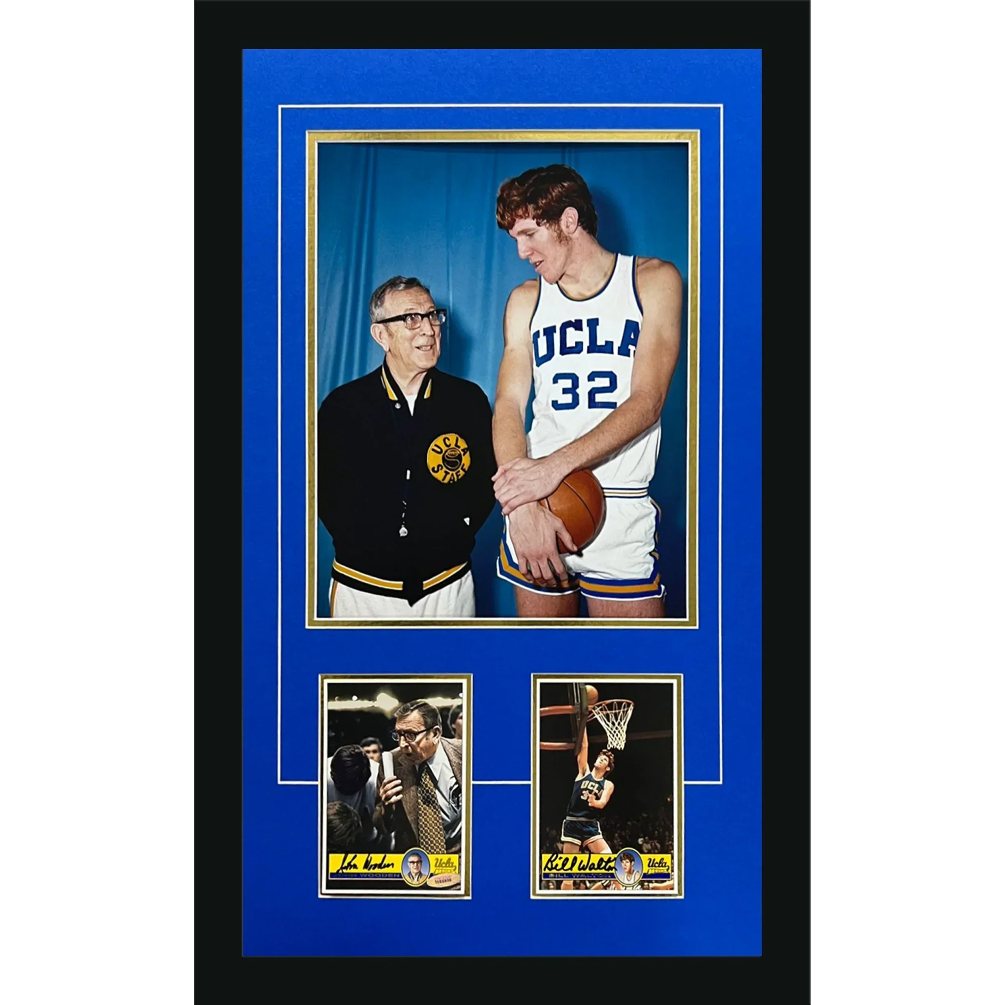 John Wooden And Bill Walton Autographed UCLA Bruins Deluxe Framed 11x14 Photo Postcard Piece
