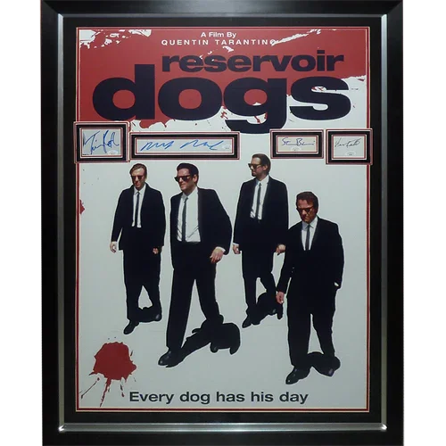 Reservoir Dogs Full-Size Movie Poster Deluxe Framed with 4 Cast Autographs - JSA