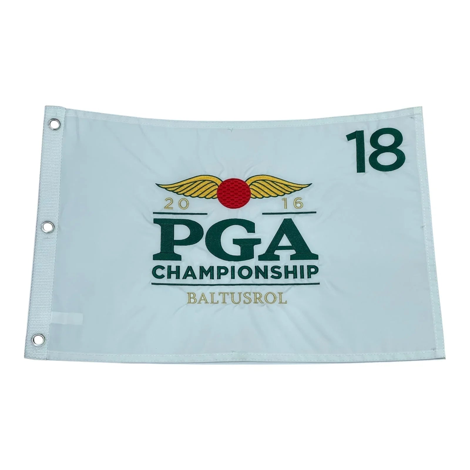 2016 PGA Championship Baltusrol (White Embroidered) Unsigned Golf Pin Flag - Jimmy Walker Champion
