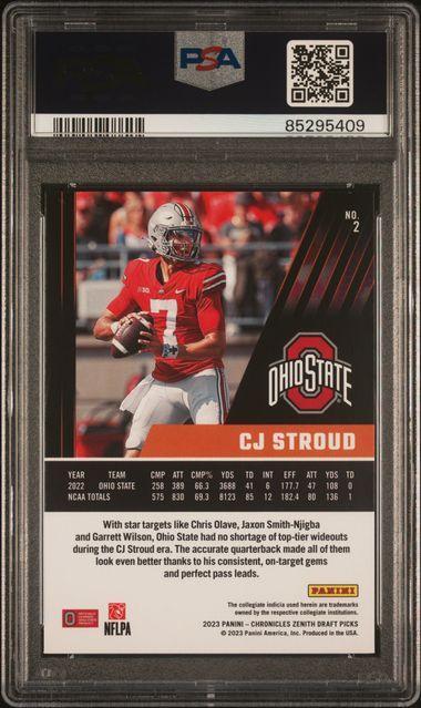 Graded 2023 Panini Chronicles DP CJ Stroud #2 Zenith Rookie RC Football Card PSA 10 Gem Mint
