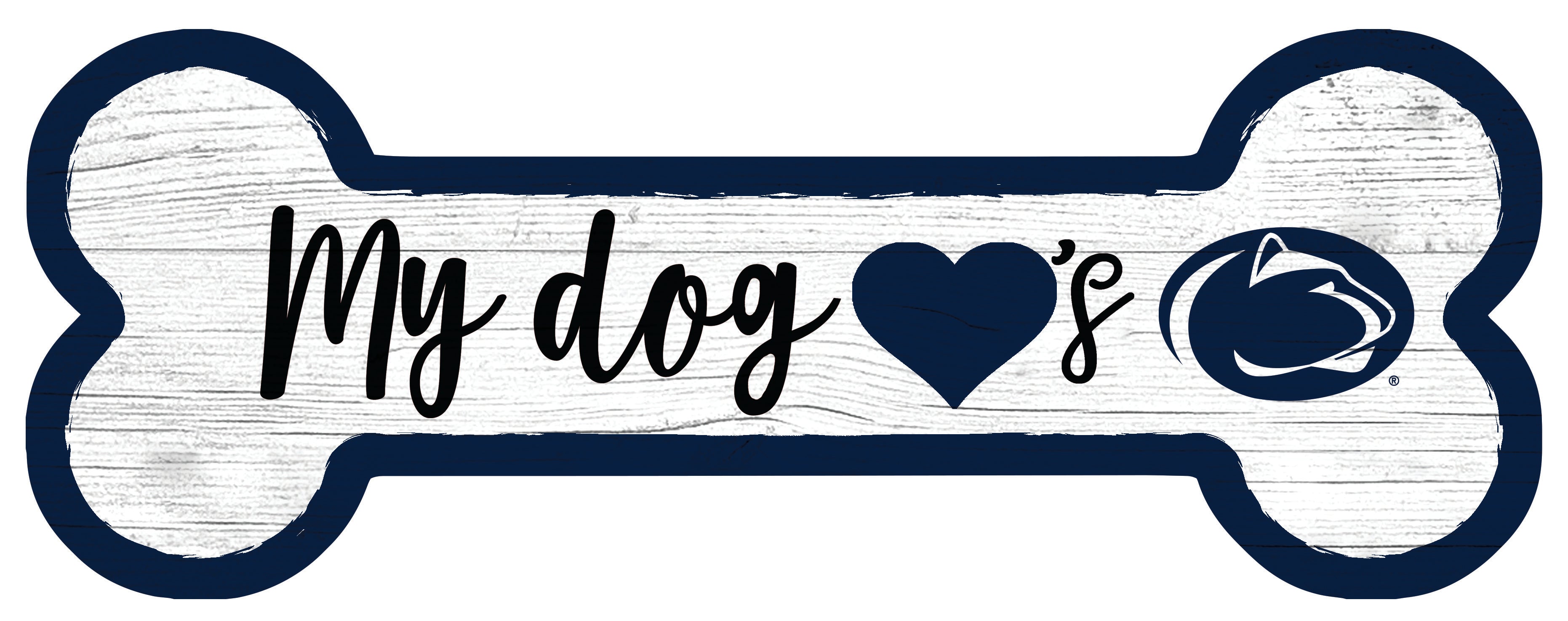 Penn State Nittany Lions Football Dog Bone White Wooden Sign