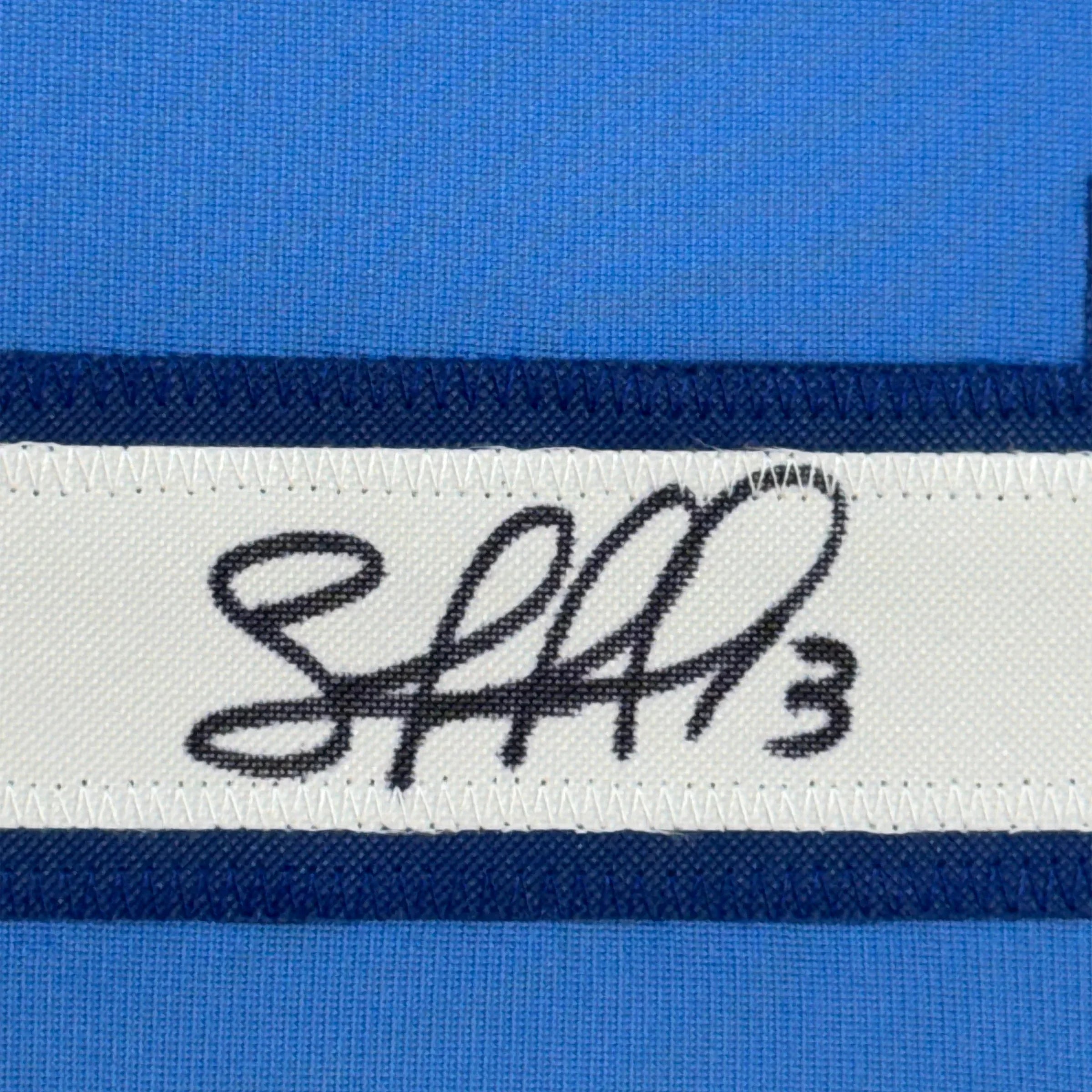 Framed Autographed/Signed Salvador Perez 35x39 Kansas City Blue Baseball Jersey Beckett BAS COA