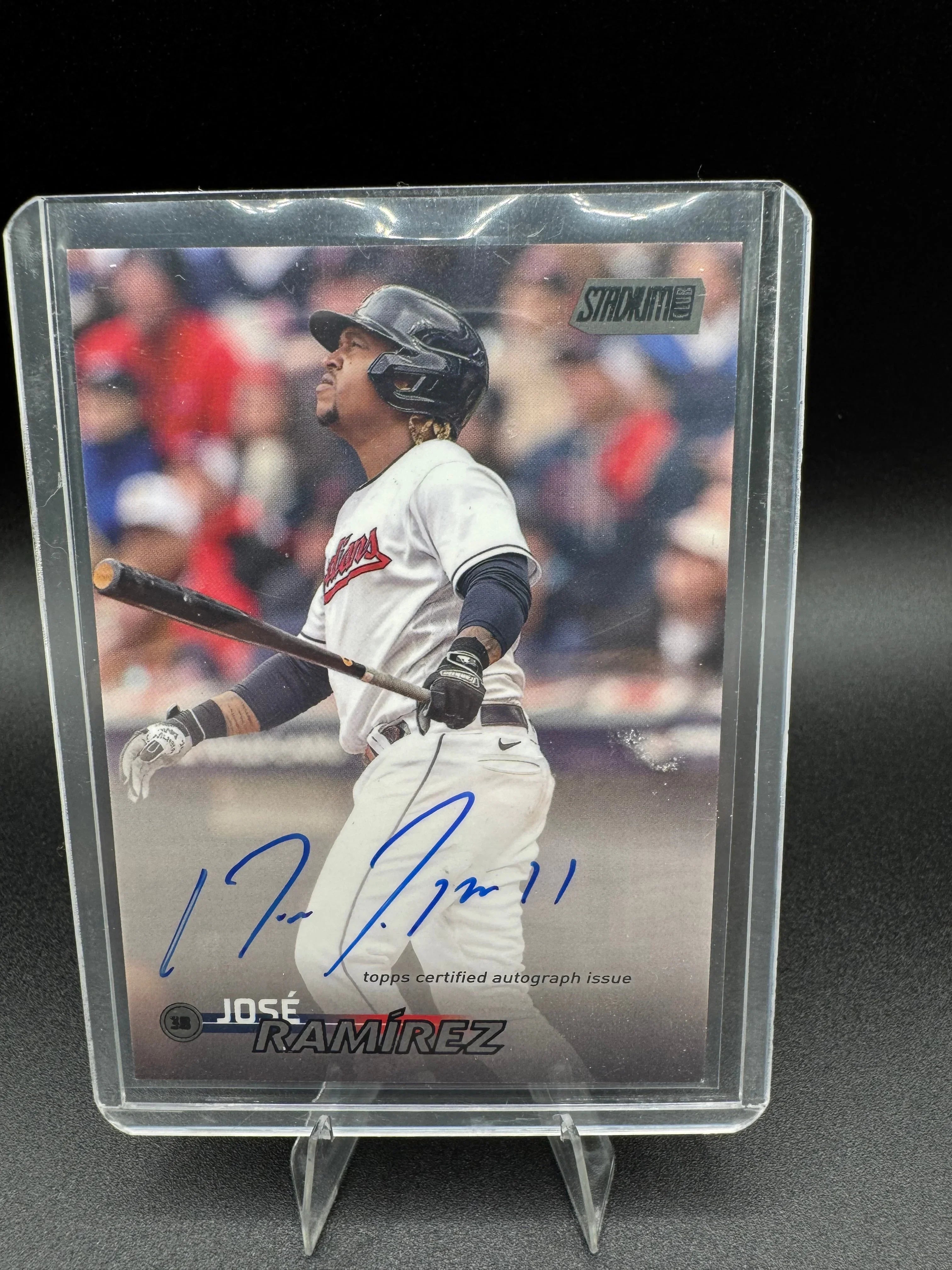 Jose Ramirez 2023 Topps Stadium Club Black Foil 8/25 #SCBA-JRA On Card Auto