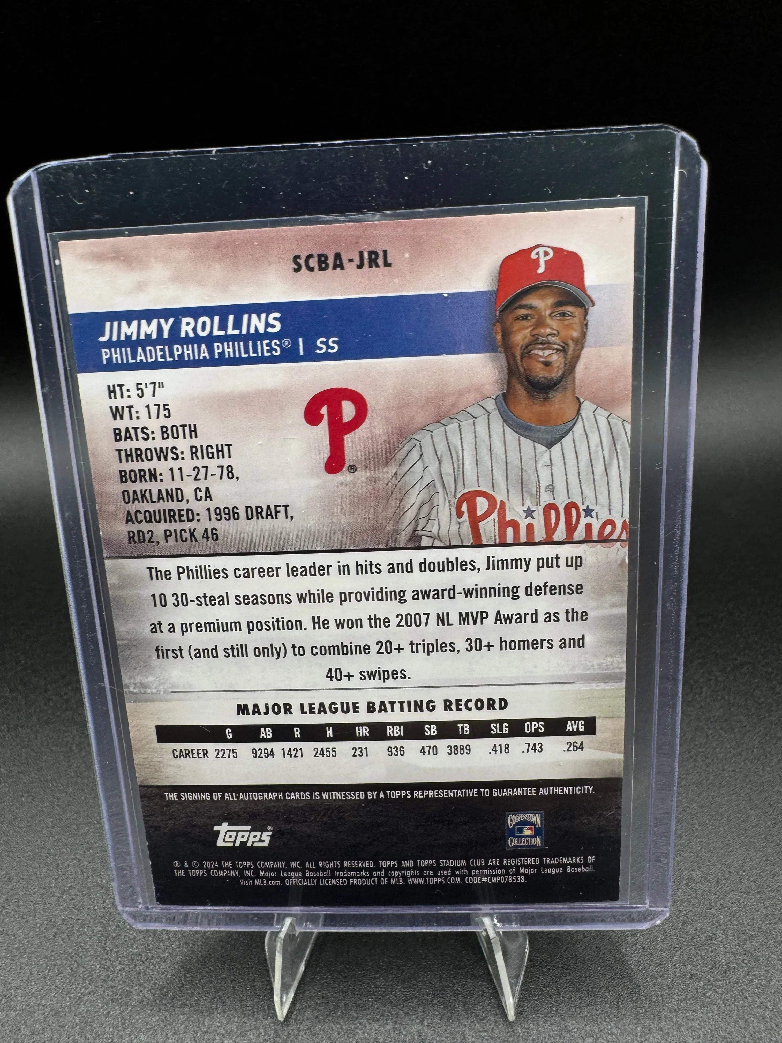 Jimmy Rollins AUTO - 2024 Topps Stadium Club Chrome - #SCBA-JRL