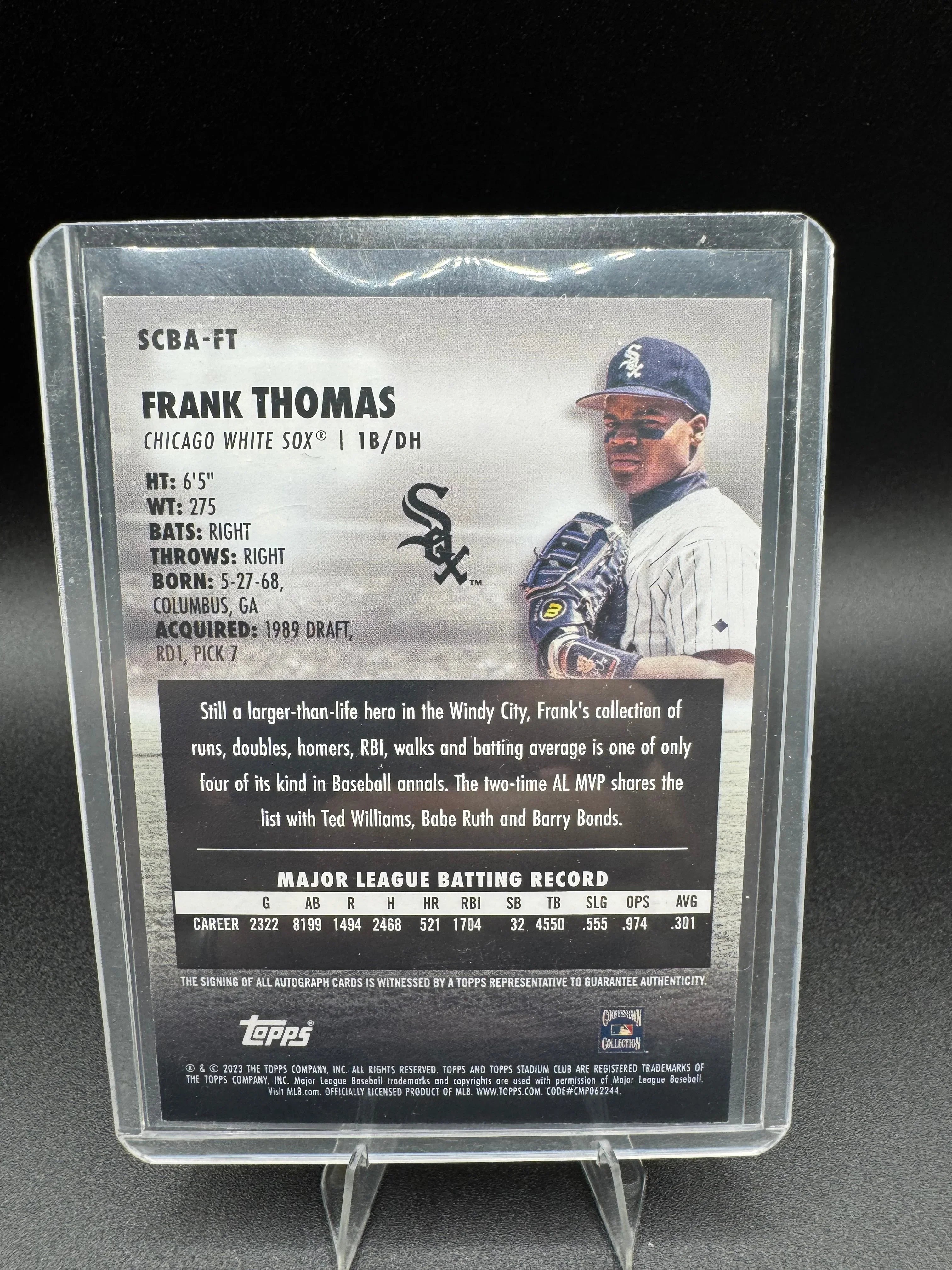 ⚾ON-CARD Auto Frank Thomas 2023 Topps Stadium Club Autograph SP White Sox HOF